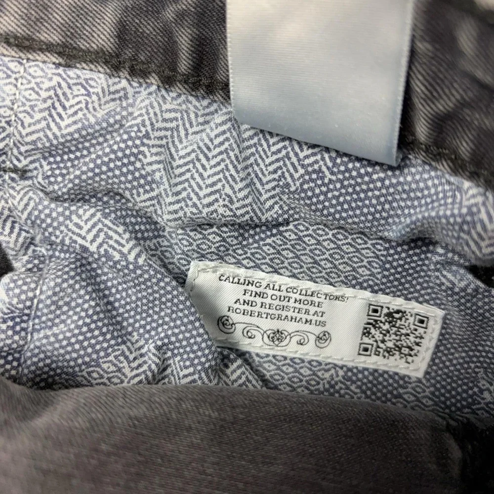Robert Graham Classic Yates Jeans Mens 31x28 Gray Charcoal Wash Straight Denim
